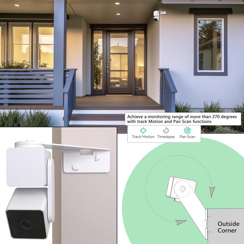 Zwolf Upgraded Outside Corner Mount for Wyze Cam Pan V4 / V3, Metal Wall Mount Bracket, Easily Capture Views from Both Sides of a House Corner. - Image 2